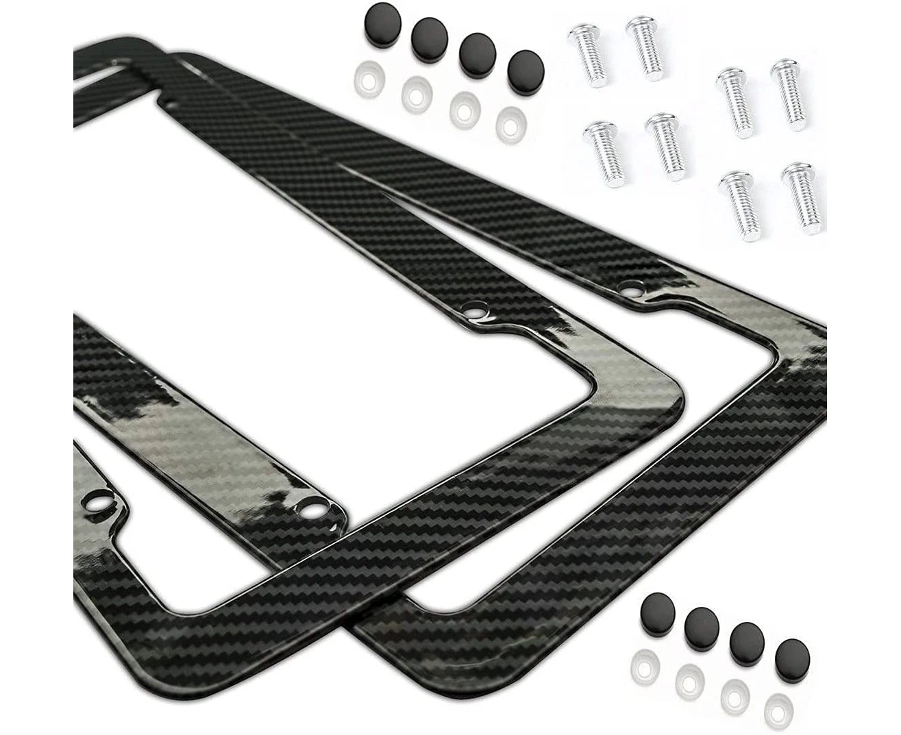 Carbon Fiber License Plate Frame w/Glossy Finish, 2pcs Front & Rear Number Plate Frame Other handmade supplies