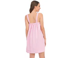 1Pcs Women's Bath/Shower Wrap Towel Dress with Straps Closure Lightweight Knee Length Body Wraps (XXL)