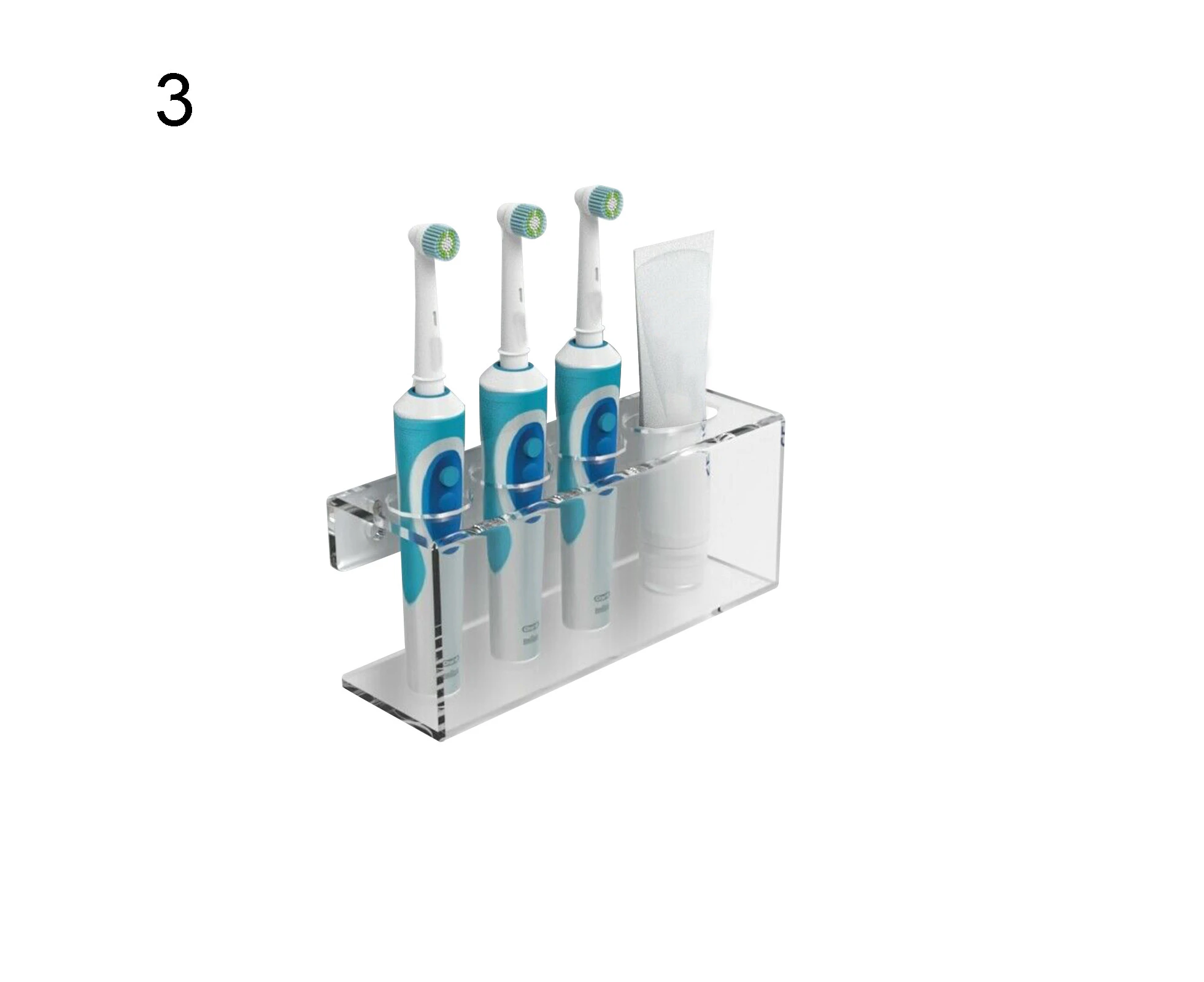 Wall Mounted Acrylic Electric Toothbrush Holder Toothpaste Bathroom Organiser-Transparent