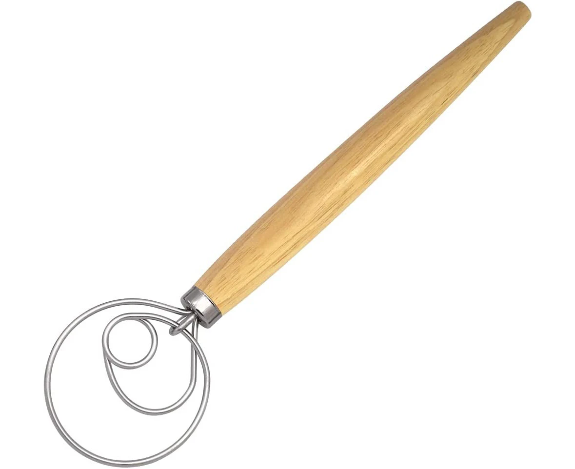 Danish Dough Whisk Hook 13 Inch Stainless Steel Dutch Bread Dough Whisk, Kitchen Bread Mixer Whisk For Cooking Bread, Pastry, Pizza