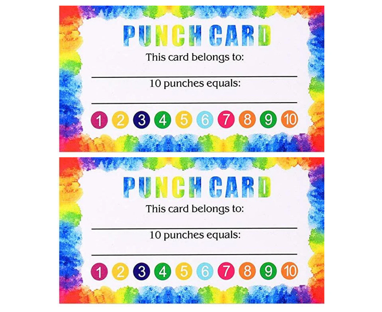 100 Pcs Punch Cards, Incentive Loyalty Reward Card Student Loyalty Cards for Classroom, 3.5 x 2 Inch - KP58