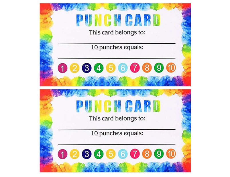 100 Pcs Punch Cards, Incentive Loyalty Reward Card Student Loyalty Cards for Classroom, 3.5 x 2 Inch - KP58