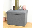 Sunshine Storage Stool with Handle Foldable Strong Load Bearing Faux Leather Versatile Storage Ottomans Cube Seat -Grey