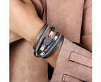 Leather Wrap Bracelet Boho Cuff Bracelets Crystal Bead Bracelet With Magnetic Clasp Jewelry Magnetic Bracelet For Women