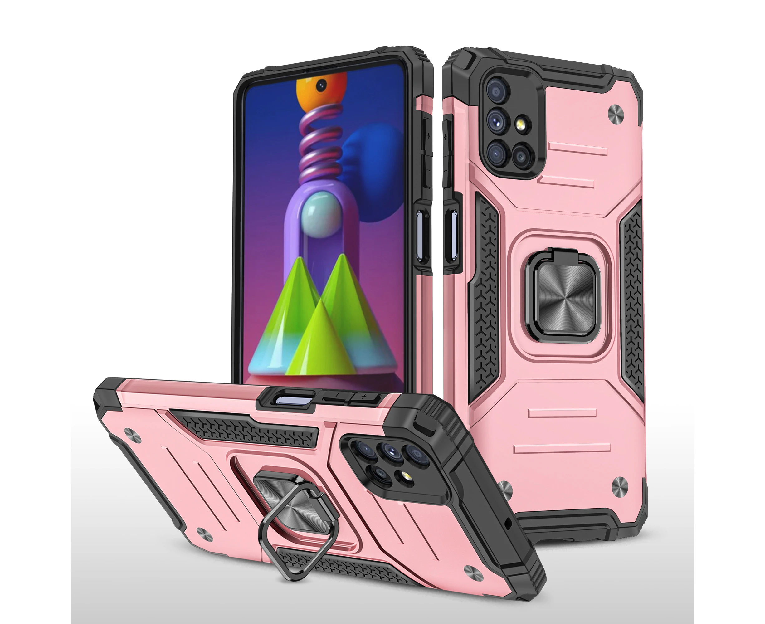 For Samsung Galaxy M51 Case with Magnetic Ring Holder - Pink