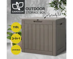 Gardeon Outdoor Storage Box 118L Container Lockable Indoor Garden Toy Tool Shed