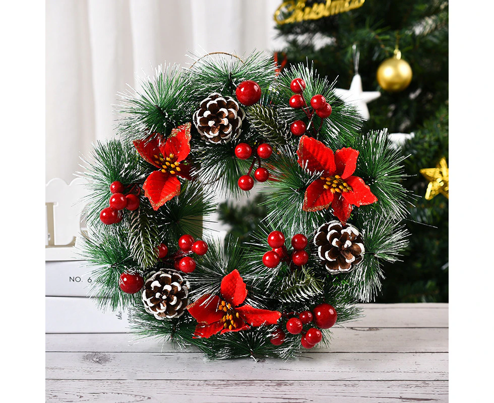 30cm Christmas Wreath  Artificial Christmas Front Door Wreaths Ornaments, Xmas Wreaths Decoration for Outdoor Indoor Window Wall A3