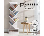 Artiss Bookshelf 7-Shelf Tree Display Shelf Book Storage Rack Bookcase White