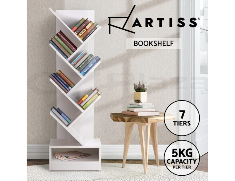 Artiss Bookshelf 7-Shelf Tree Display Shelf Book Storage Rack Bookcase White