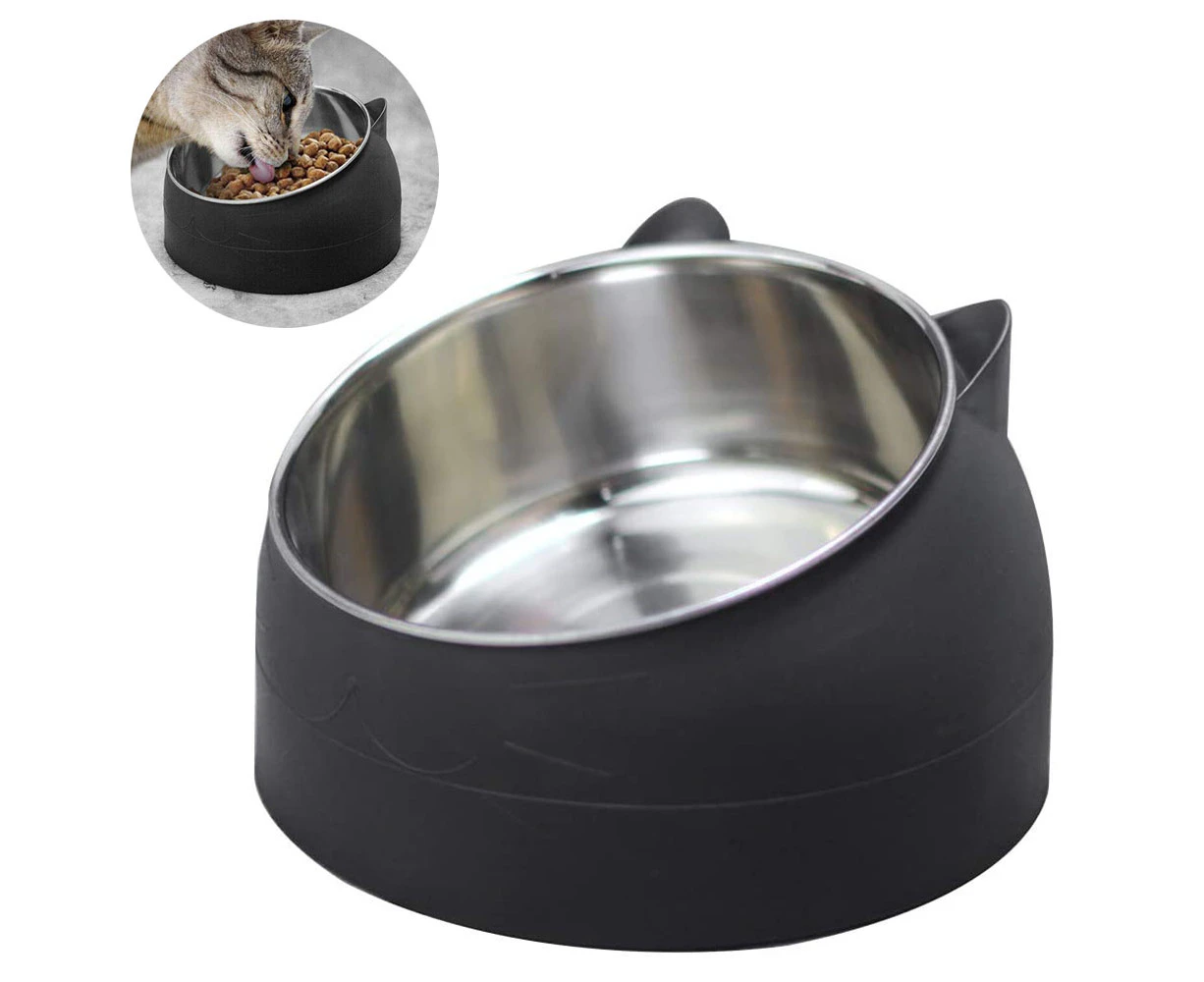 Stainless Steel Cat Bowls,Tilted Cat Dog Bowl Removable Water Food Feeder Bowl,Non-Skid & Non-Spill for Small Medium Large Cats Dogs