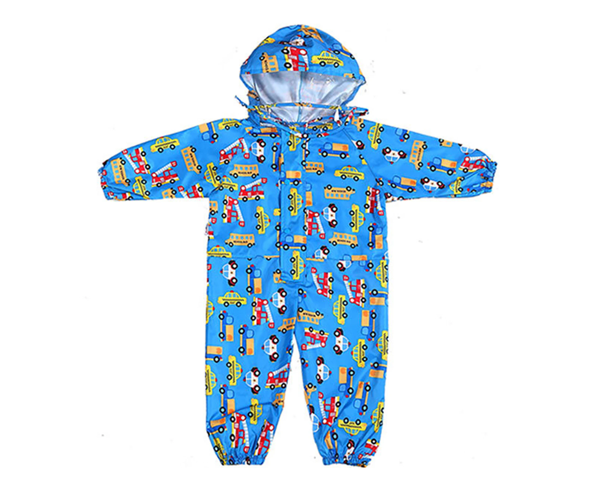 Cartoon Raincoat Kids Children Jumpsuit Rainwear Boy Girl Waterproof Poncho Blue