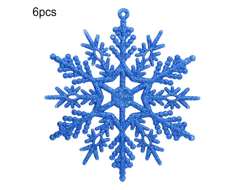 6Pcs 10cm DIY Artificial Glitter Snowflake Hanging Ornaments Xmas Tree Decor-Sapphire Blue