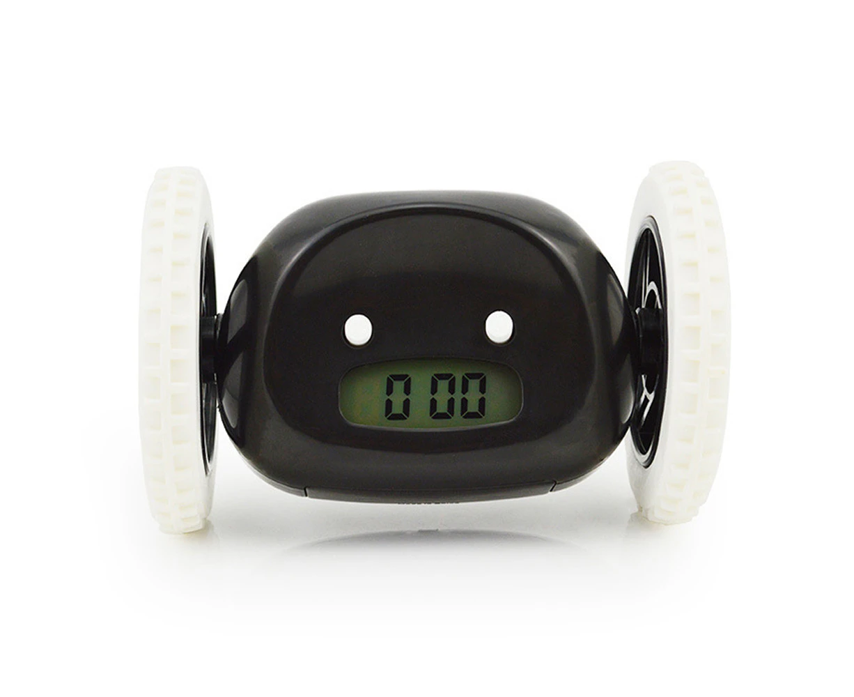 Running digital led alarm clock Lazy alarm clock Running silent alarm clock Creative gift-black