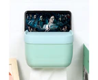 Tissue Box Multifunctional Punch-free PP Wall Mount Toilet Paper Box for Bathroom-Light Blue