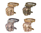 Men\'s Military Camouflage Drop Leg Bag Panel Utility Waist Belt Pouch Pack - Black