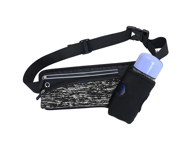 Running Belt Bag with Bottle Cage Belt Bag Reflective for Workout, Cycling, Running -black
