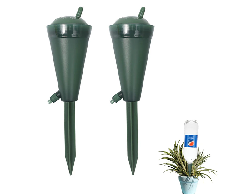 Plant Watering Spikes 2 Pack Auto Drippers Irrigation Devices Vacation Automatic Plants Water System,Green