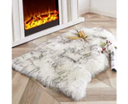 Faux Fur Rug, Fluffy Shaggy Area Rug Ultra Soft Sheepskin Fur Rug, White Fuzzy Rug Machine Washable Shag Rug - Black & White