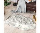 Faux Fur Rug, Fluffy Shaggy Area Rug Ultra Soft Sheepskin Fur Rug, White Fuzzy Rug Machine Washable Shag Rug - Black & White