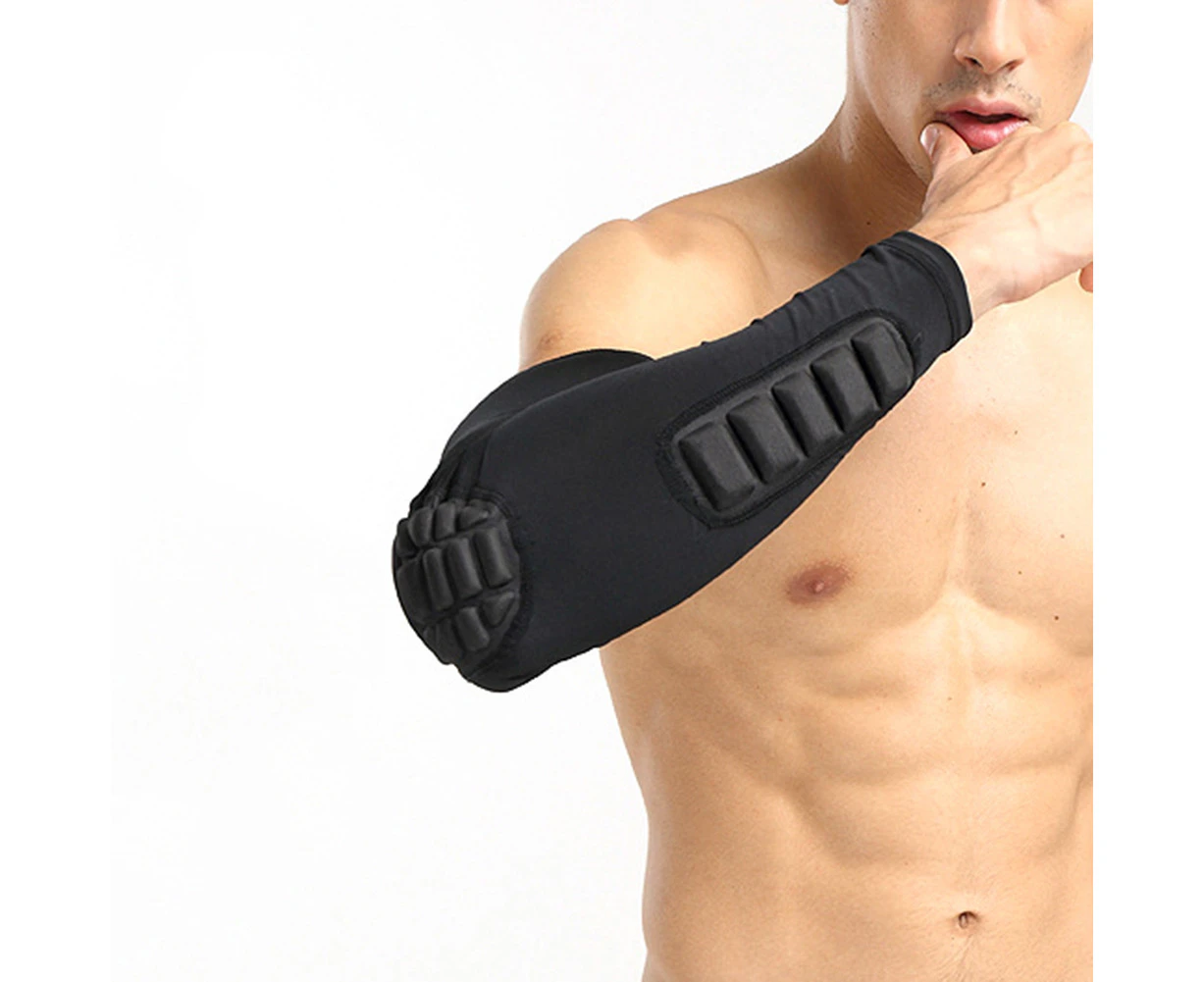 Anti-Collision Lengthen Arm Guard Basketball Sports Elbow Arm Sleeve Pad Brace-Black