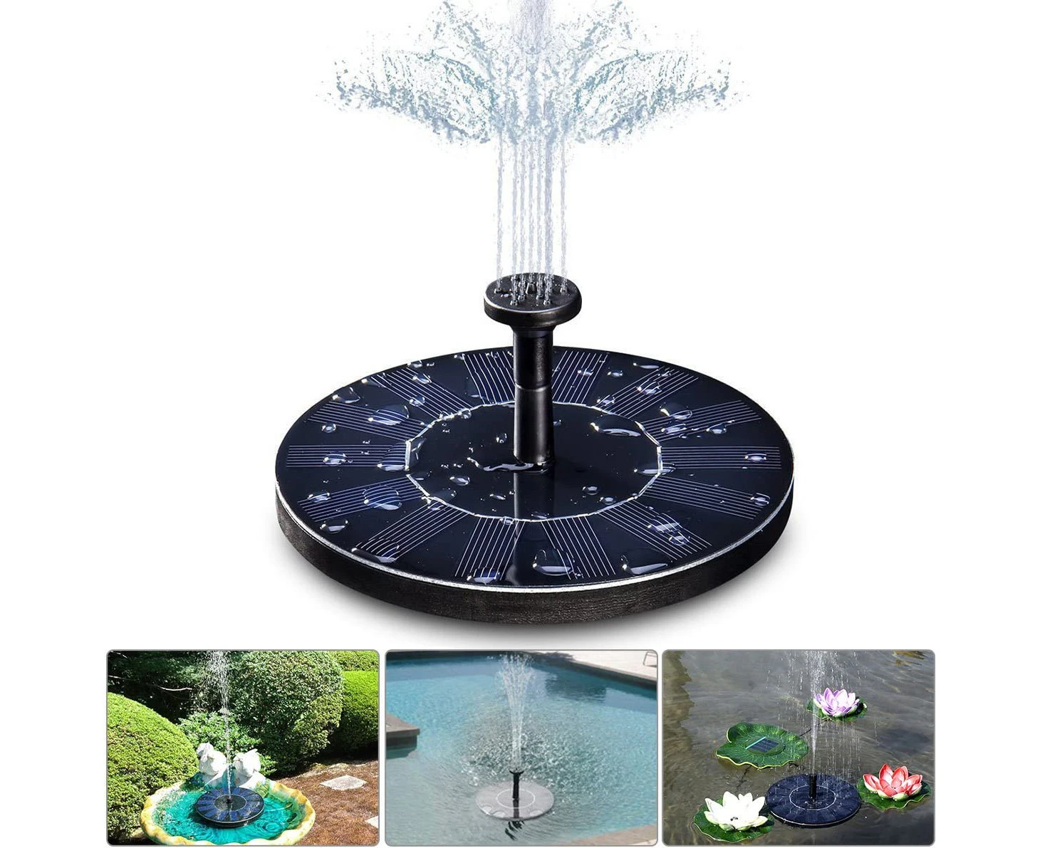 Solar Fountain, 1W Solar Pond Pump Maximum 60cm Height Solar Water Pump | Solar Floating Fountain Pump for Garden Pond Or Fish Tank Fountain Bird Bath