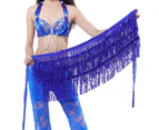 Belly Skirt Sequins Decor Eye-catching Viscose Belly Dance Hip Scarf for Belly Dance-Blue - Blue