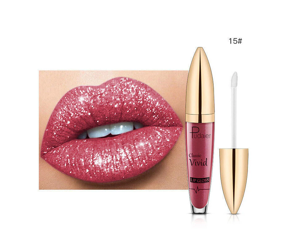 Pudaier Diamond Glitter Liquid Lipstick Long Lasting Matte Velvet Lip Gloss - O