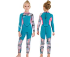 Girls Wetsuit Kids Thermal Swimsuit 2.6mm Children Swimwear Sun Protection Diving Snorkelling Suit Blue