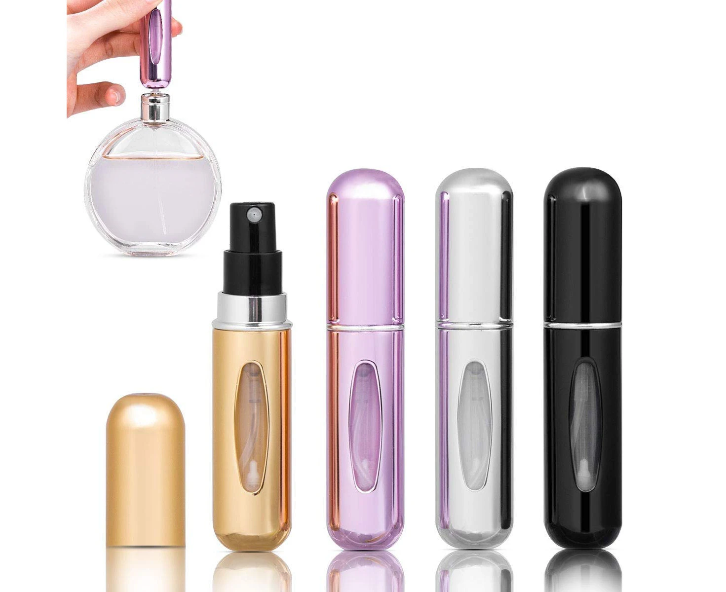 4 Pieces 5ml Perfume Atomizer Refillable Empty Travel Perfume Atomizer Mini Portable Spray Bottle With Window for On The Go