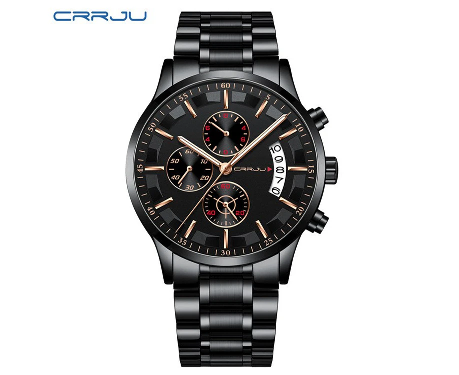 CRRJU Men's Watches Fashion Mens Watches Top Brand Luxury Sport Rose Gold Quartz Wrist watch Men Clock Relogio Masculino