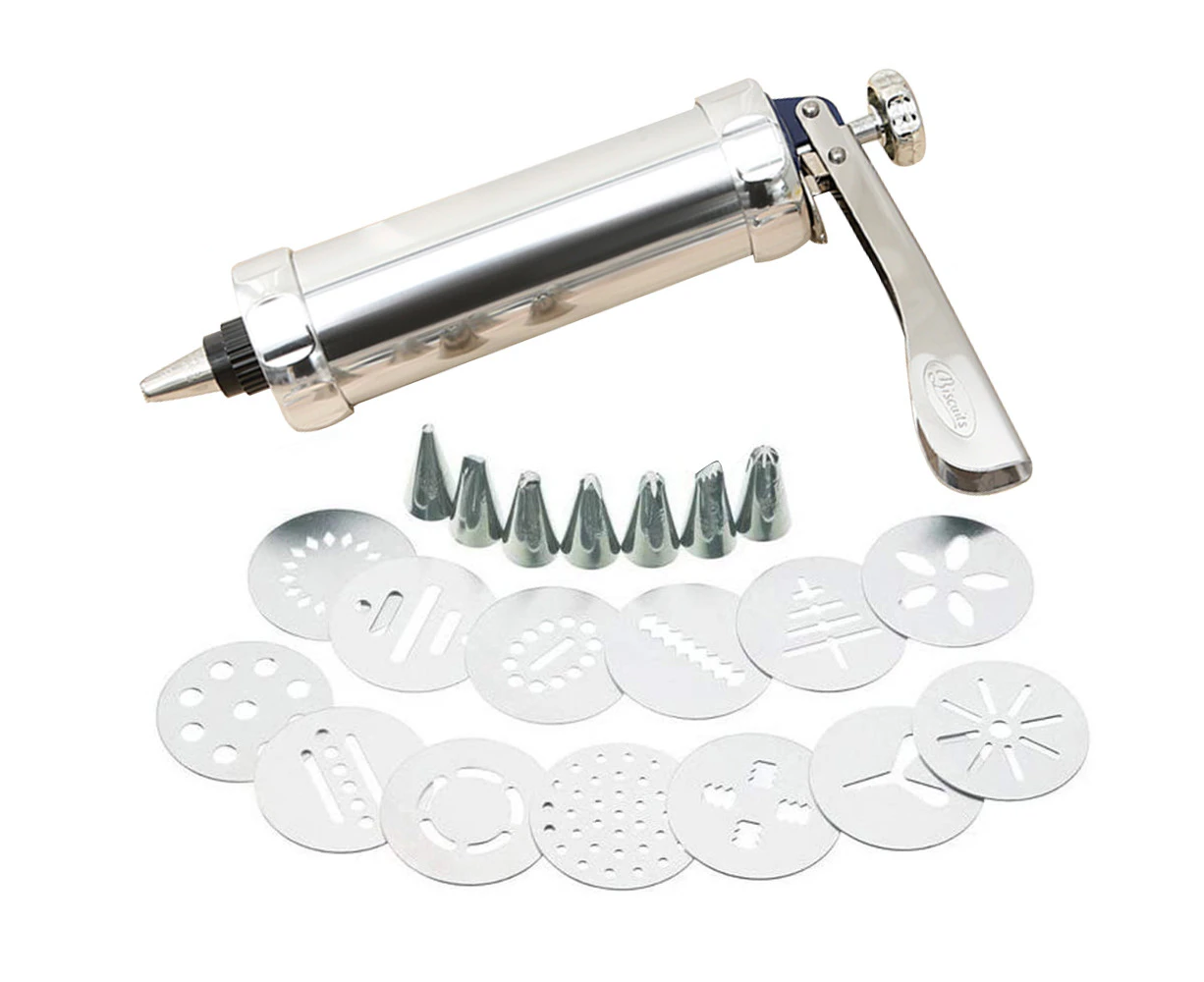 21 Piece Set Multifunctional Stainless Steel Decorating Gun, Hand Pressing Biscuit Machine, DIY Baking Tools