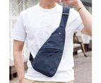 Fashion Thin Light Men Canvas Anti-theft Travel Outdoor Shoulder Chest Bag - Blue