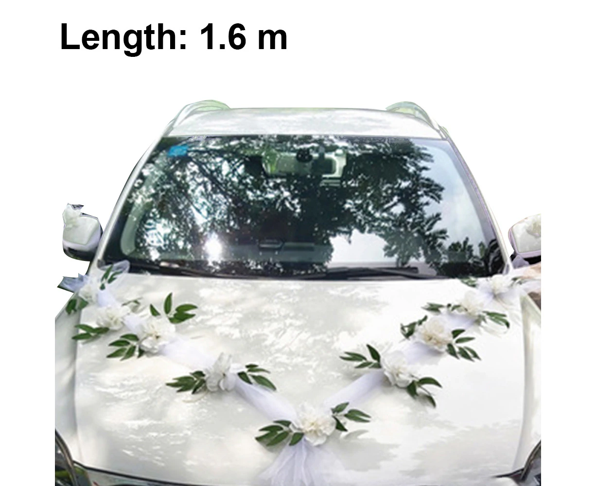 Car Wedding Decorations Ribbon Bows Set Car Wedding Decor White Flower Bows Wedding Decorations for Car Artificial FlowersStyle 3