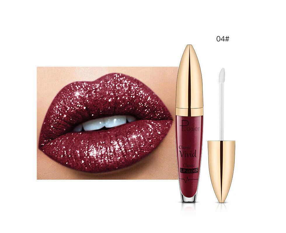 Pudaier Diamond Glitter Liquid Lipstick Long Lasting Matte Velvet Lip Gloss - D