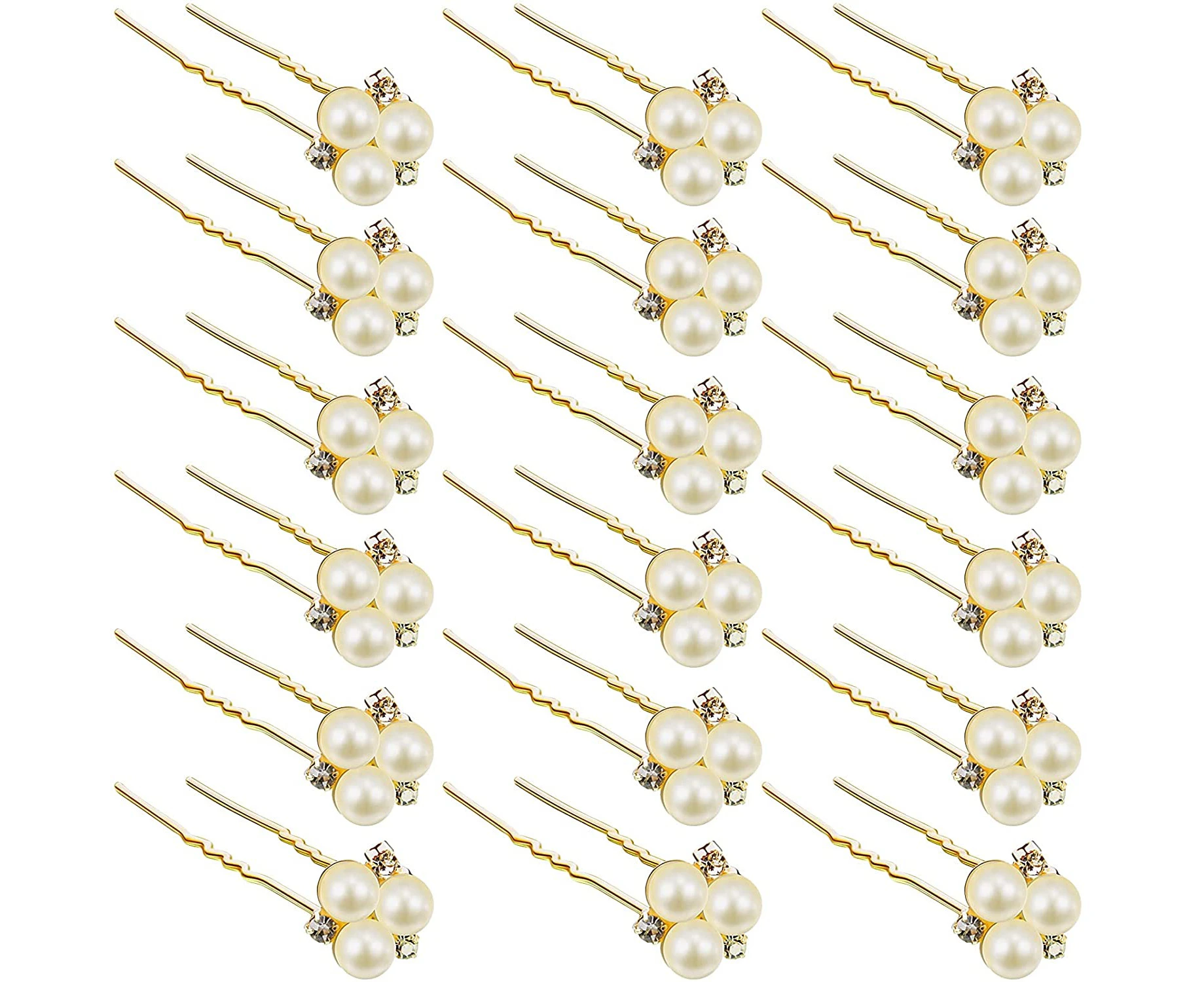 Gold 18 Pcs Pearl Bridal Hair Accessories Pearl Hairpin Wedding Hair Accessories Pearl Crystal Hair Pins for Brides Bridesmaids Flower Women Grils