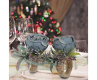 2Pcs Napkin Ring Decorative Romantic Long Lasting Simulation Rose Flower Napking Buckle for Wedding-Haze Blue