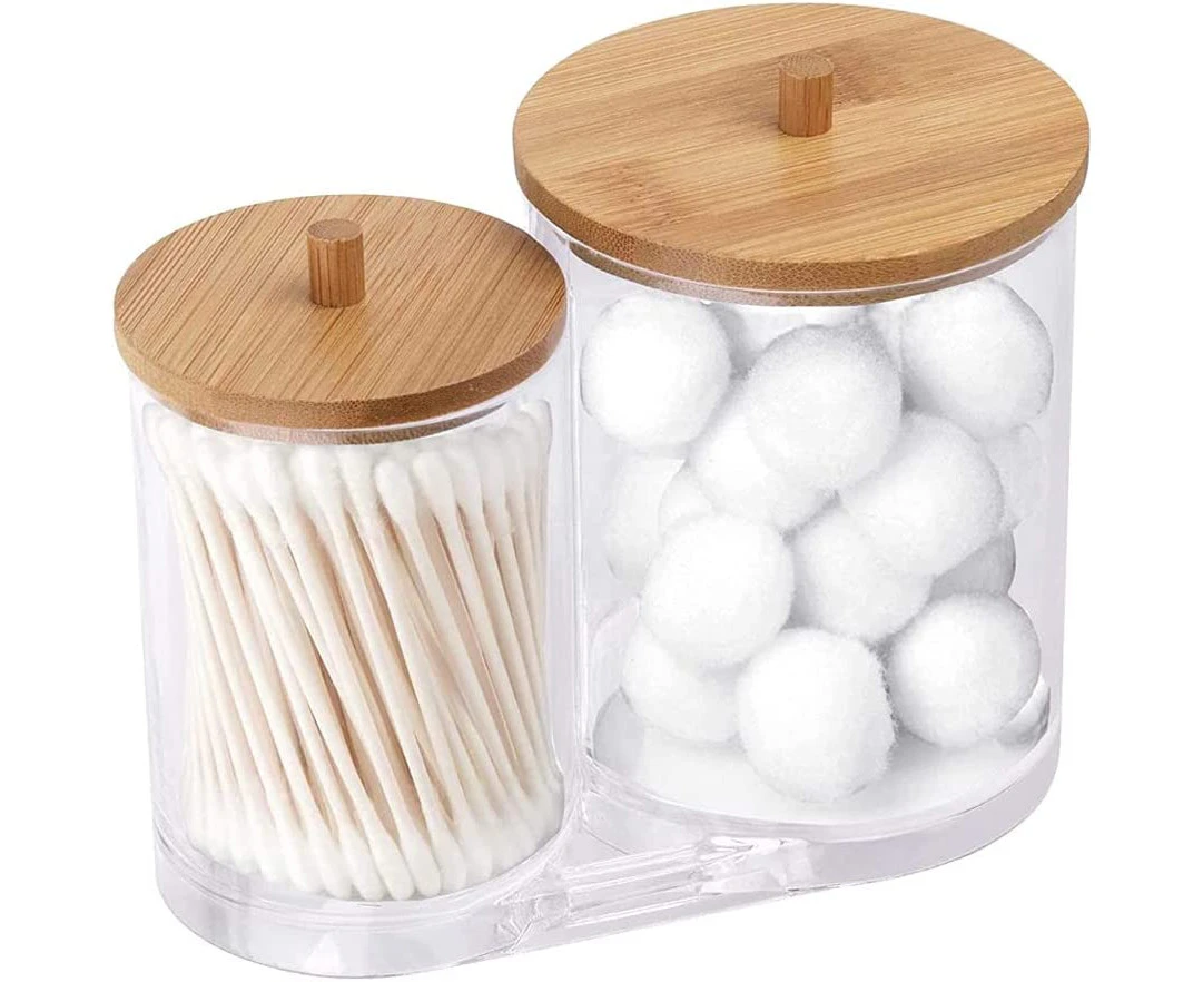 Cotton Storage Jars, Acrylic Cotton Swabs Organizer, Cotton Swab Holder, Transparent Portable Round Cotton Swab Storage