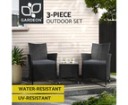 Gardeon Patio Furniture 3 Piece Outdoor Setting Bistro Set Chair Table Wicker