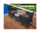 Gardeon Patio Furniture 3 Piece Outdoor Setting Bistro Set Chair Table Wicker