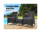 Gardeon Patio Furniture 3 Piece Outdoor Setting Bistro Set Chair Table Wicker