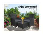 Gardeon Patio Furniture 3 Piece Outdoor Setting Bistro Set Chair Table Wicker