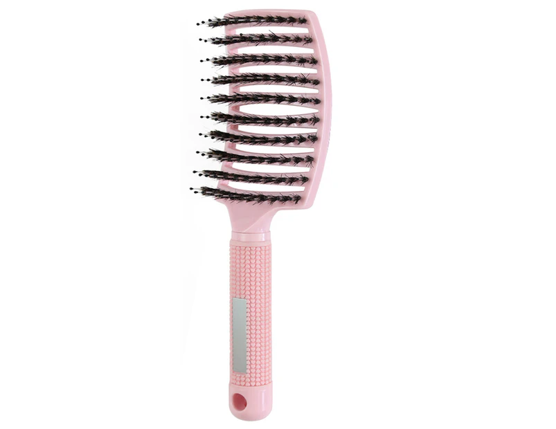 Head Comb Sturdy Strong Smooth Hollow-carved Design Reduce Static Electricity Hairdressing Tool Meniscus Hair Massage Bristle Comb-Light Pink