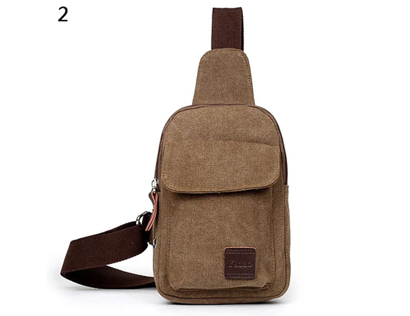 Men Canvas Satchel Casual Cross Body Handbag Messenger Shoulder Bag - Coffee