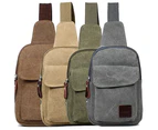 Men Canvas Satchel Casual Cross Body Handbag Messenger Shoulder Bag - Coffee