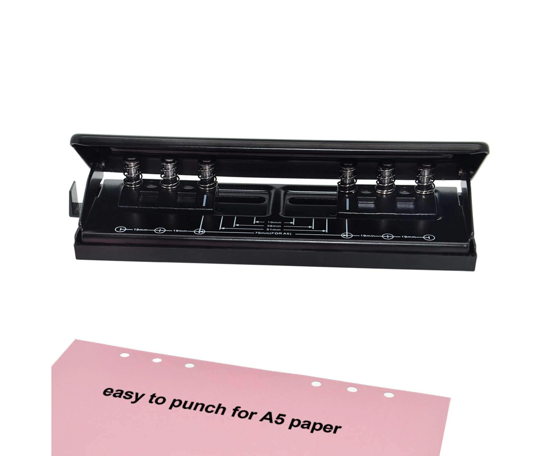 Adjustable 6-Hole Punch with Positioning Mark, Daily Paper Puncher for A5 Size Six Ring Binder Planners - Refill Pages