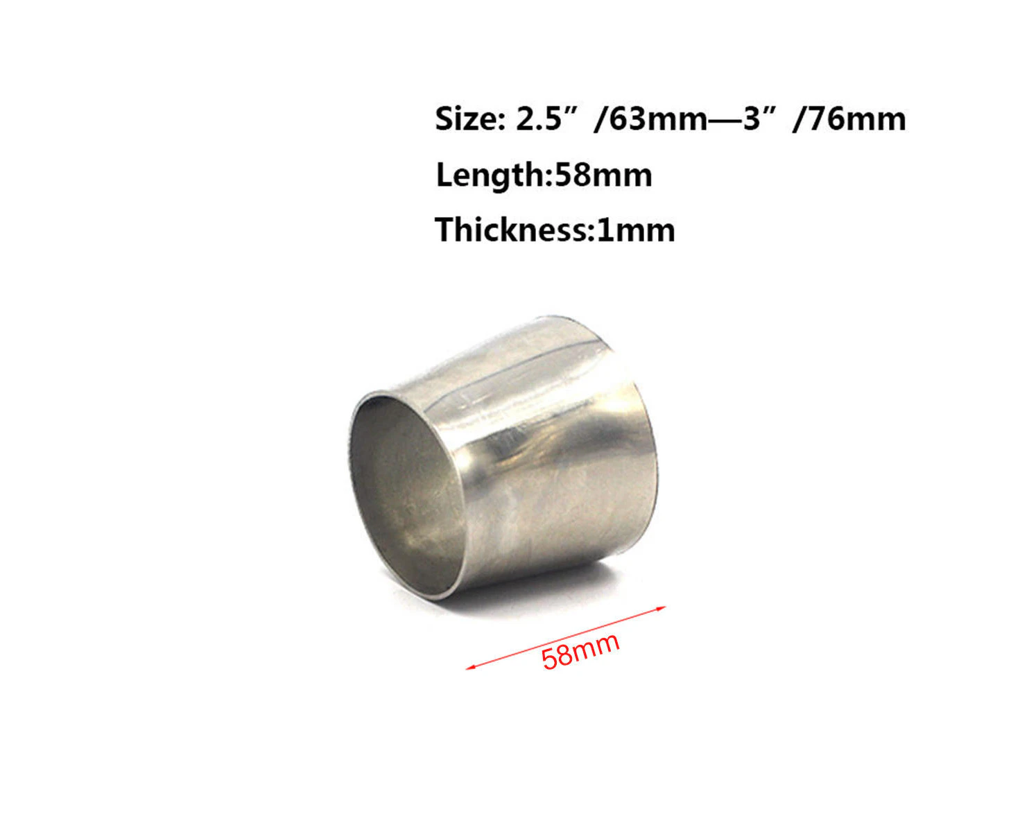 2.5inch 63mm to 3inch 76mm OD Stainless Steel Weldable Exhaust Muffler Pipe Reducer Adapter