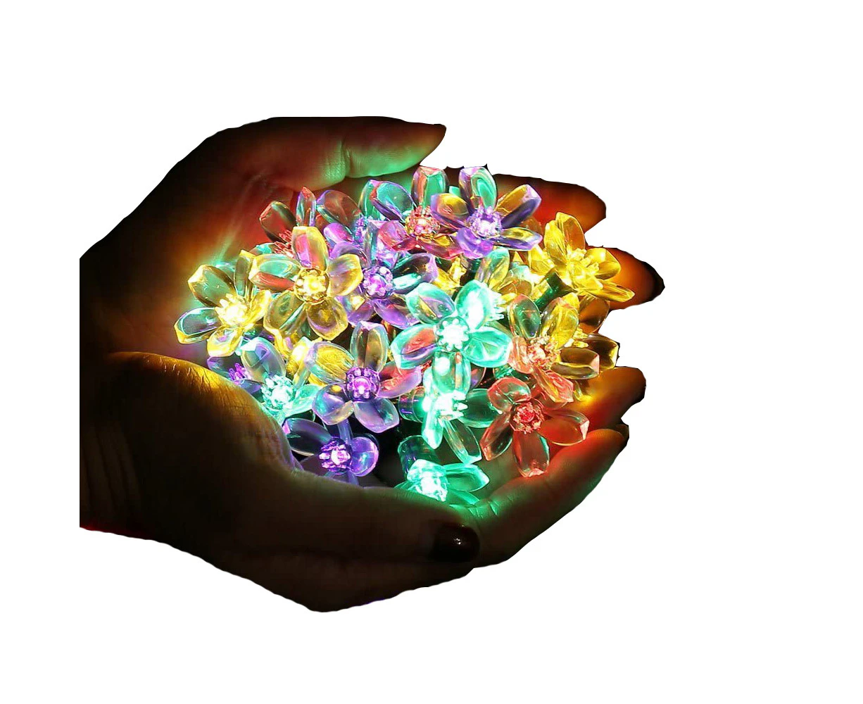 Solar light chain outside flowers, 7m 50 LEDs light chain solar outside waterproof LED light chain colorful