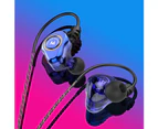 Z802 4-Core Dual Moving Coil HiFi In-Ear Wired Earphone Sports Bass Headset Blue