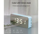 Alarm Clock Mirror Surface Multi-functional with 2 USB Interfaces Digital Alarm LED Clock with Cable Household-Blue