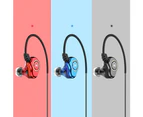 Z802 4-Core Dual Moving Coil HiFi In-Ear Wired Earphone Sports Bass Headset Blue